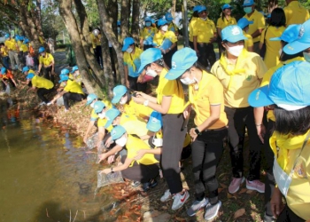 ประชาชนจิตอาสาร่วมปล่อยปลาถวายเป็นพระราชกุศลแต่-'พระองค์ภาฯ'